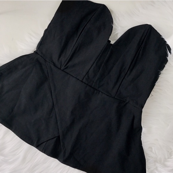 NWOT Nasty Gal Black Bustier Peplum Sleeveless Top - Picture 2 of 8